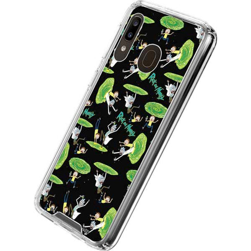 Adult Swim Rick and Morty Portal Pattern Galaxy A30 Clear Case