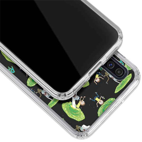 Adult Swim Rick and Morty Portal Pattern Galaxy A50 Clear Case