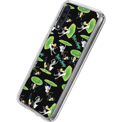 Adult Swim Rick and Morty Portal Pattern Galaxy A50 Clear Case