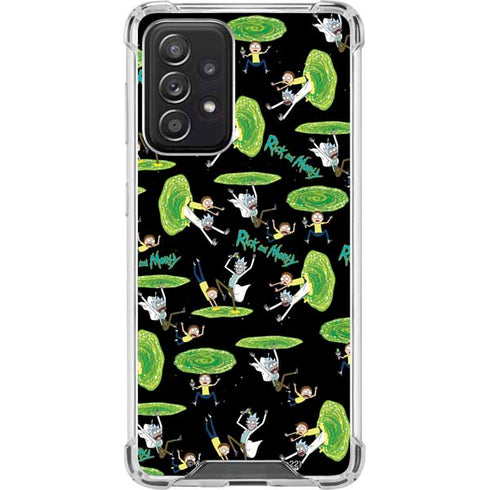 Adult Swim Rick and Morty Portal Pattern Galaxy A52 5G Clear Case