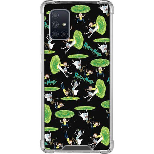 Adult Swim Rick and Morty Portal Pattern Galaxy A71 5G Clear Case