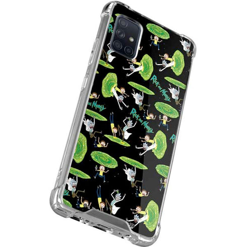 Adult Swim Rick and Morty Portal Pattern Galaxy A71 5G Clear Case