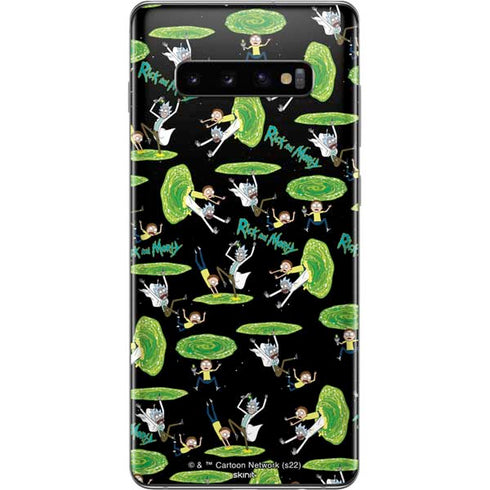 Adult Swim Rick and Morty Portal Pattern Galaxy S10 Plus Skin