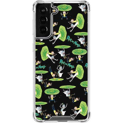 Adult Swim Rick and Morty Portal Pattern Galaxy S21 FE Clear Case
