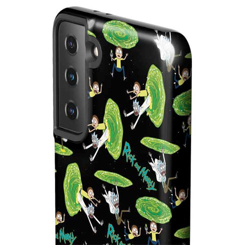 Adult Swim Rick and Morty Portal Pattern Galaxy S21 FE Pro Case