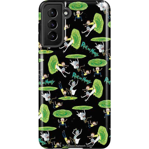 Adult Swim Rick and Morty Portal Pattern Galaxy S21 Plus 5G Pro Case