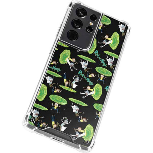 Adult Swim Rick and Morty Portal Pattern Galaxy S21 Ultra 5G Clear Case