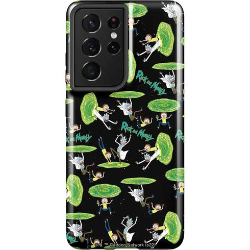 Adult Swim Rick and Morty Portal Pattern Galaxy S21 Ultra 5G Pro Case