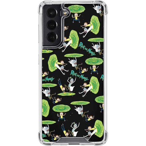 Adult Swim Rick and Morty Portal Pattern Galaxy S22 Clear Case