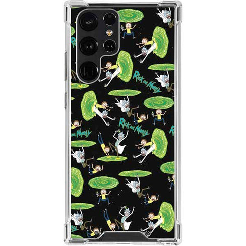 Adult Swim Rick and Morty Portal Pattern Galaxy S22 Ultra Clear Case