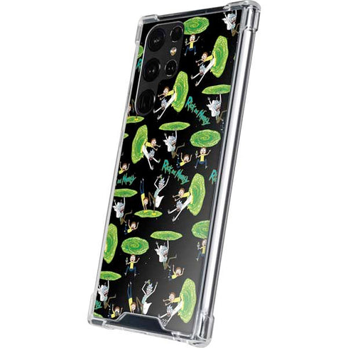 Adult Swim Rick and Morty Portal Pattern Galaxy S22 Ultra Clear Case