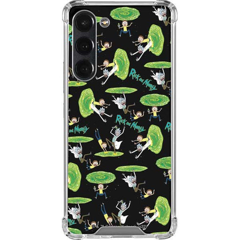 Adult Swim Rick and Morty Portal Pattern Galaxy S23 Plus Clear Case