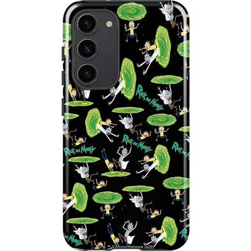 Adult Swim Rick and Morty Portal Pattern Galaxy S23 Plus Pro Case