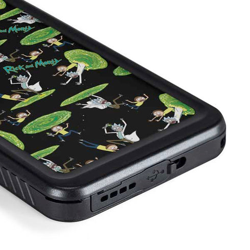 Adult Swim Rick and Morty Portal Pattern Galaxy S23 Plus Waterproof Case