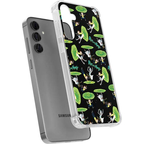 Adult Swim Rick and Morty Portal Pattern Galaxy S24 Plus Clear Case