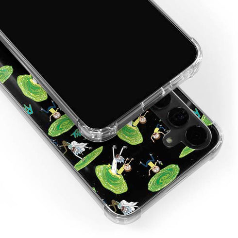 Adult Swim Rick and Morty Portal Pattern Galaxy S24 Plus Clear Case