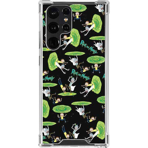 Adult Swim Rick and Morty Portal Pattern Galaxy S24 Ultra Clear Case