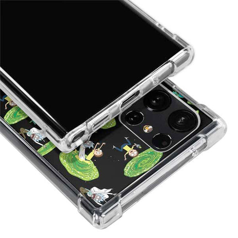 Adult Swim Rick and Morty Portal Pattern Galaxy S24 Ultra Clear Case
