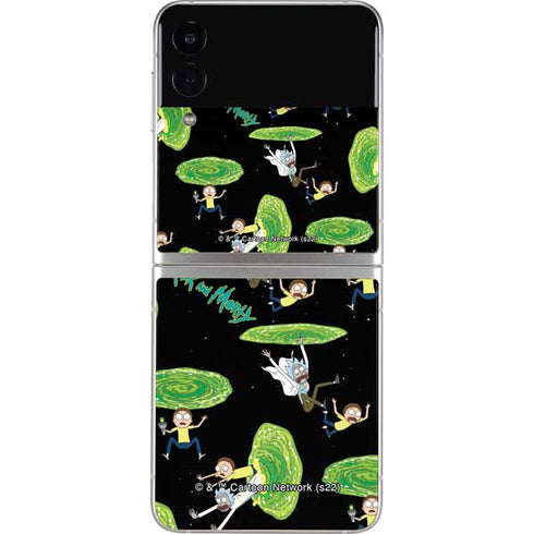 Adult Swim Rick and Morty Portal Pattern Galaxy Z Flip3 5G Skin