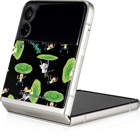 Adult Swim Rick and Morty Portal Pattern Galaxy Z Flip3 5G Skin