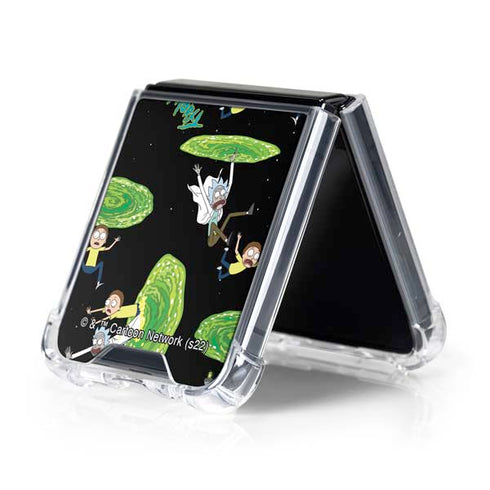 Adult Swim Rick and Morty Portal Pattern Galaxy Z Flip5 5G Clear Case