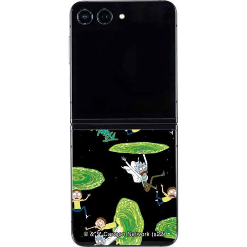 Adult Swim Rick and Morty Portal Pattern Galaxy Z Flip5 5G Skin