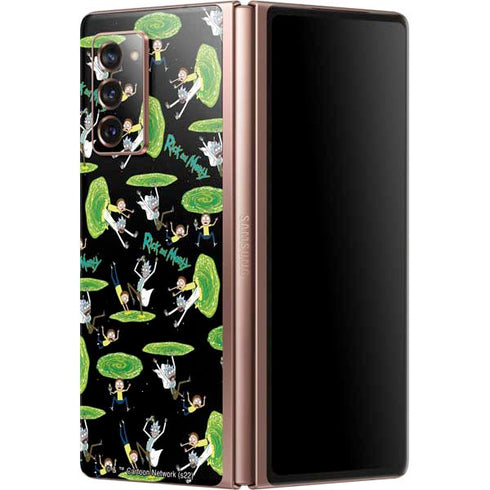 Adult Swim Rick and Morty Portal Pattern Galaxy Z Fold2 5G Skin