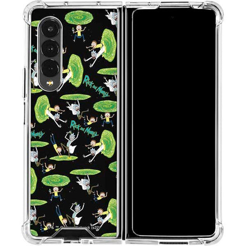 Adult Swim Rick and Morty Portal Pattern Galaxy Z Fold4 5G Clear Case