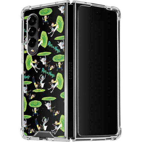 Adult Swim Rick and Morty Portal Pattern Galaxy Z Fold4 5G Clear Case