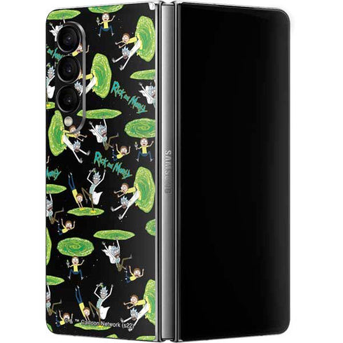 Adult Swim Rick and Morty Portal Pattern Galaxy Z Fold4 5G Skin