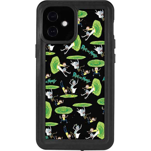 Adult Swim Rick and Morty Portal Pattern iPhone 12 Mini Waterproof Case