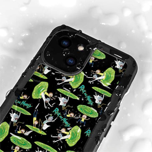 Adult Swim Rick and Morty Portal Pattern iPhone 13 Mini Waterproof Case