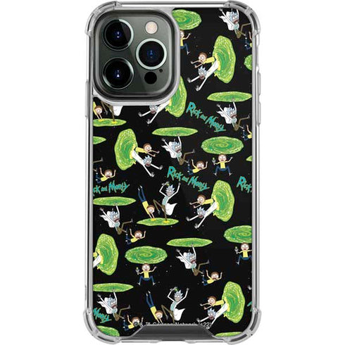 Adult Swim Rick and Morty Portal Pattern iPhone 13 Pro Max Clear Case