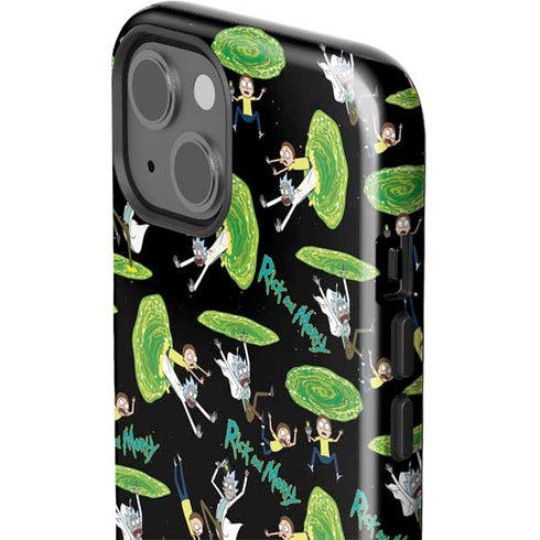Adult Swim Rick and Morty Portal Pattern iPhone 15 Plus Impact Case