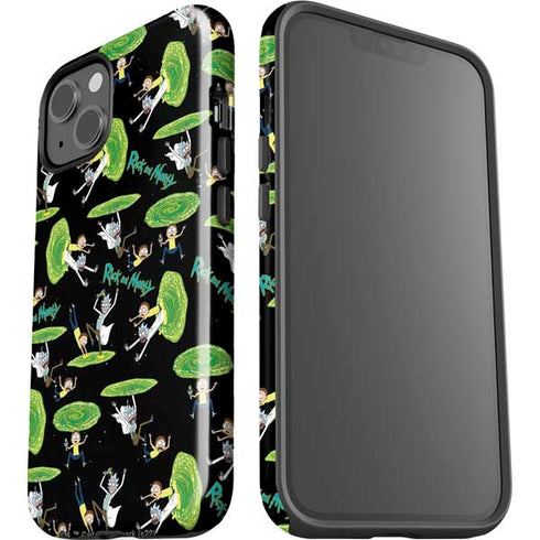 Adult Swim Rick and Morty Portal Pattern iPhone 14 Plus Impact Case