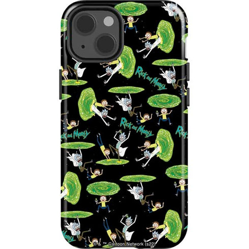 Adult Swim Rick and Morty Portal Pattern iPhone 14 Impact Case