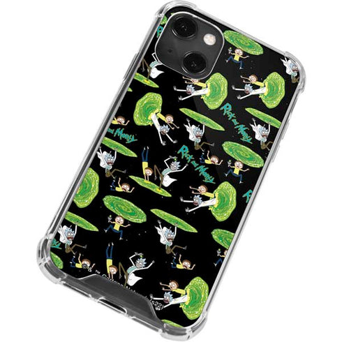 Adult Swim Rick and Morty Portal Pattern iPhone 14 Plus Clear Case