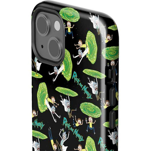 Adult Swim Rick and Morty Portal Pattern iPhone 14 Impact Case