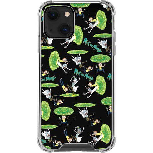 Adult Swim Rick and Morty Portal Pattern iPhone 14 Plus Clear Case