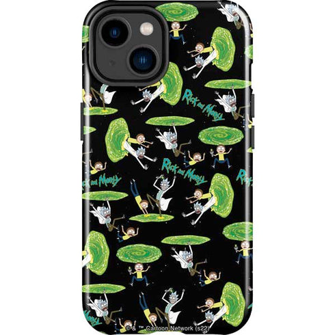 Adult Swim Rick and Morty Portal Pattern iPhone 15 Plus Impact Case