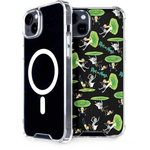 Adult Swim Rick and Morty Portal Pattern iPhone 15 Plus MagSafe Case