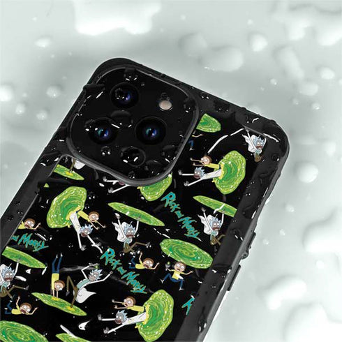 Adult Swim Rick and Morty Portal Pattern iPhone 14 Pro Max Waterproof Case