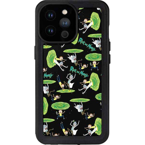 Adult Swim Rick and Morty Portal Pattern iPhone 14 Pro Max Waterproof Case