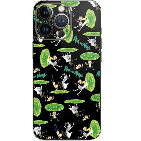 Adult Swim Rick and Morty Portal Pattern iPhone 15 Pro Skin