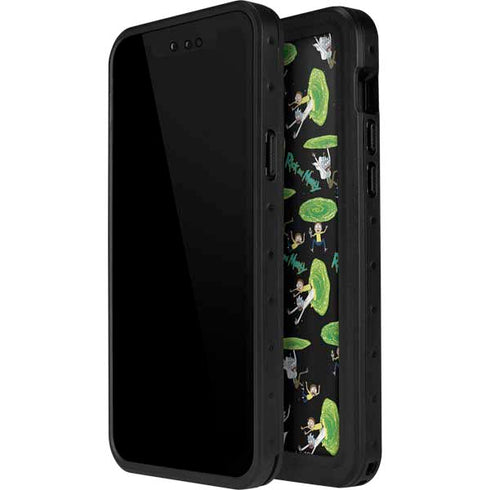 Adult Swim Rick and Morty Portal Pattern iPhone 15 Plus Waterproof Case