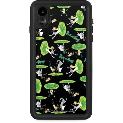 Adult Swim Rick and Morty Portal Pattern iPhone XR Waterproof Case