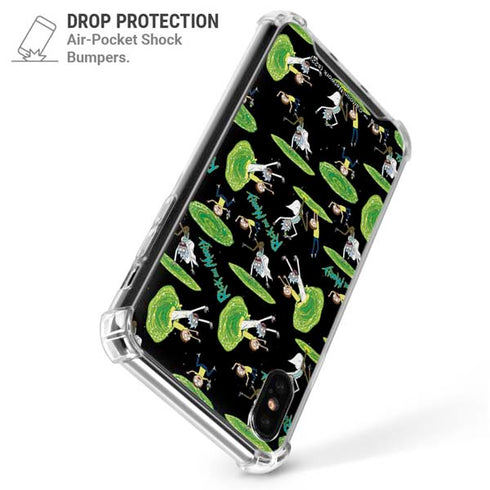 Adult Swim Rick and Morty Portal Pattern iPhone XS Max Clear Case
