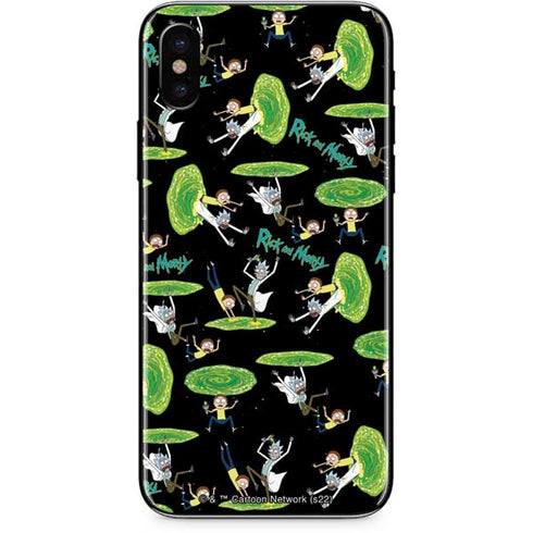 Adult Swim Rick and Morty Portal Pattern iPhone XS Max Skin