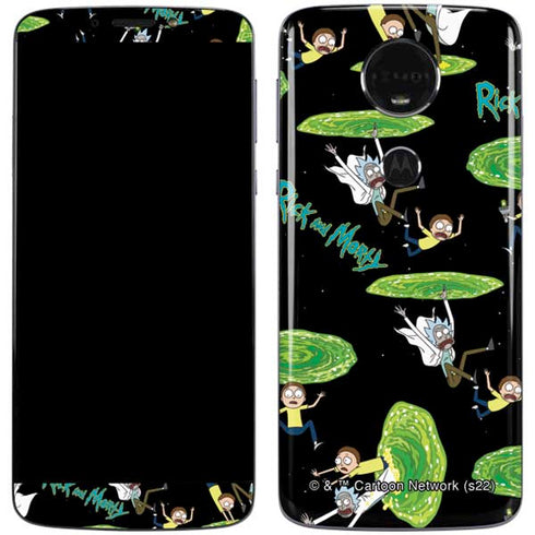 Adult Swim Rick and Morty Portal Pattern Moto E5 Plus Skin