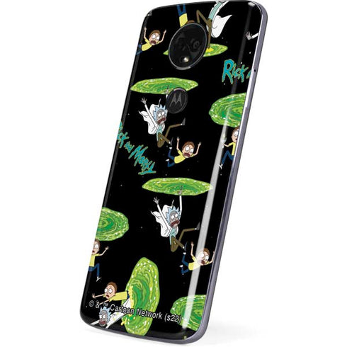 Adult Swim Rick and Morty Portal Pattern Moto E5 Plus Skin